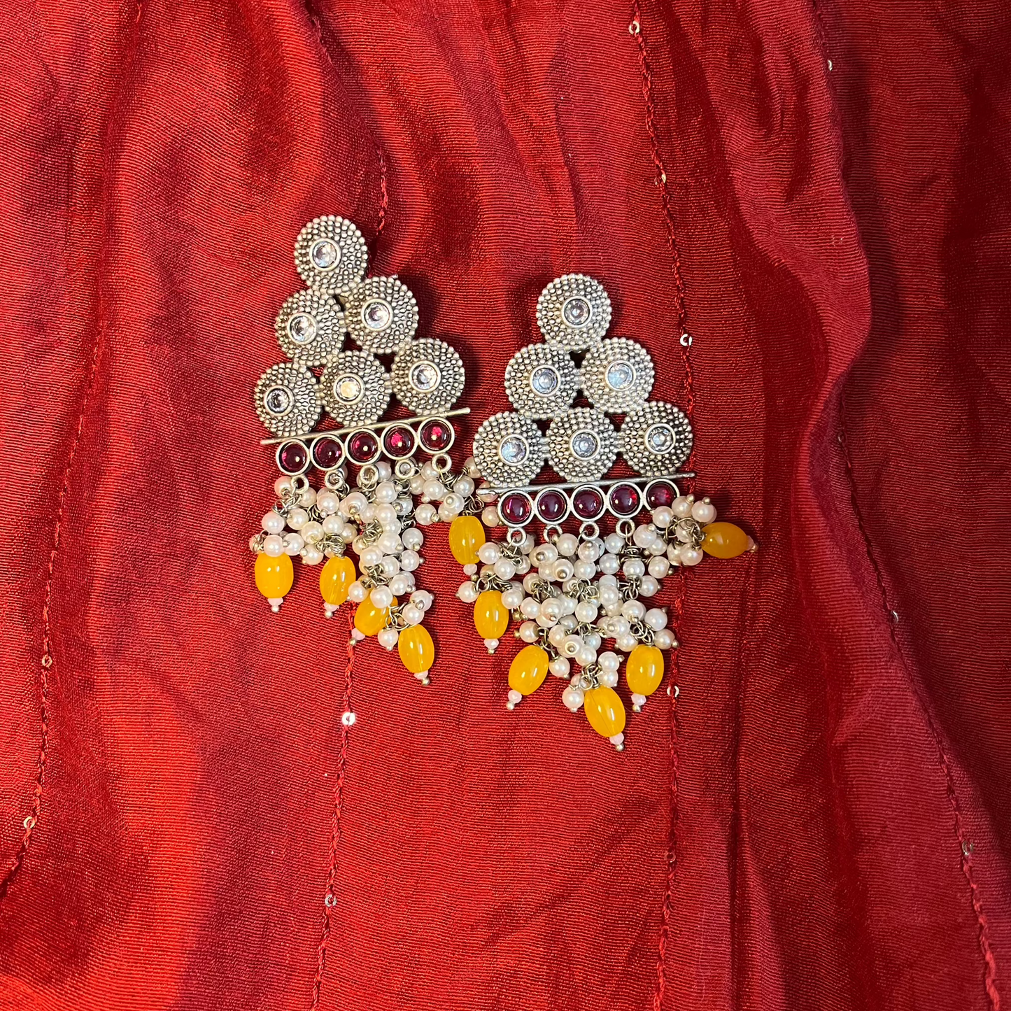 Ishi Ethnic Dangler Earrings Yellow