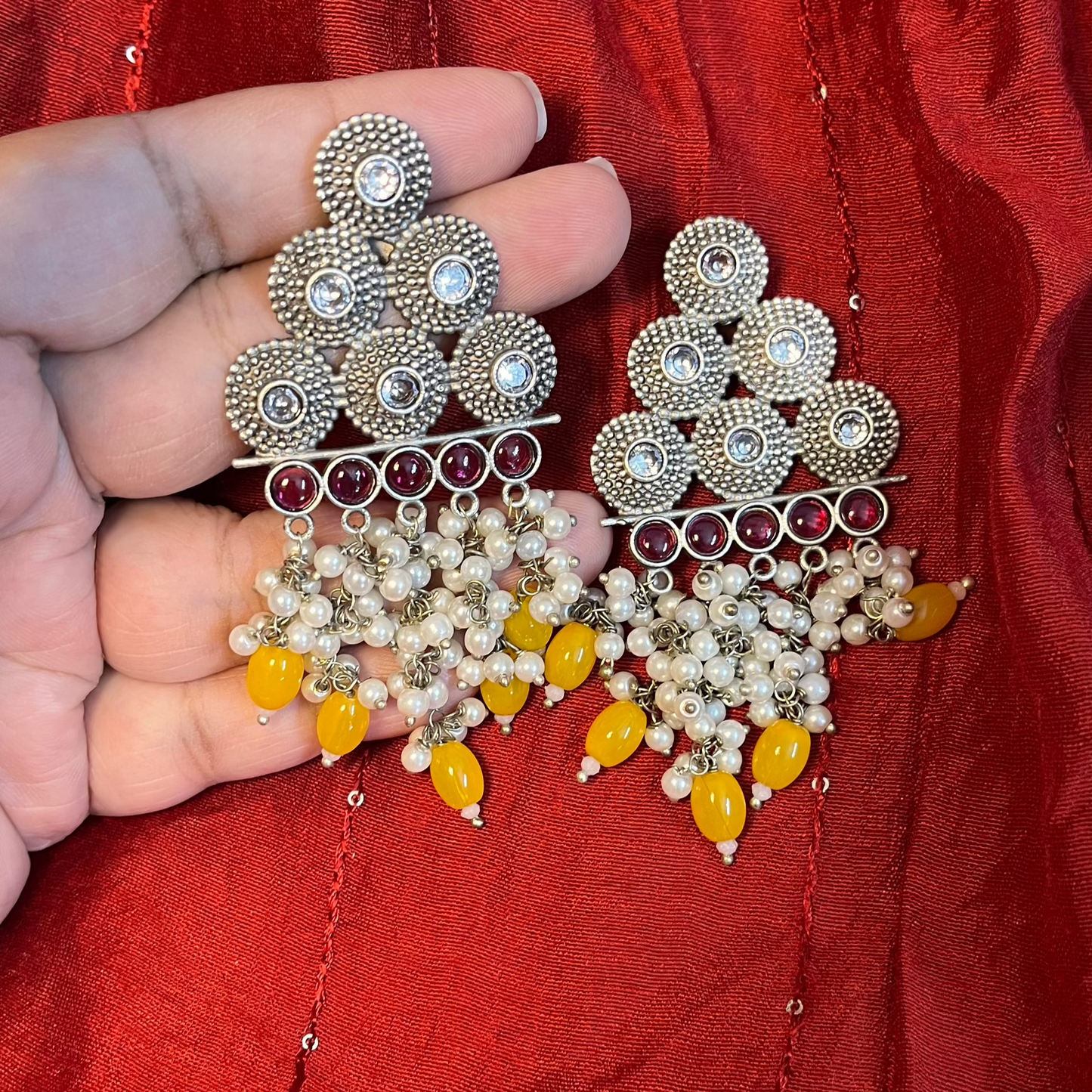 Ishi Ethnic Dangler Earrings Yellow